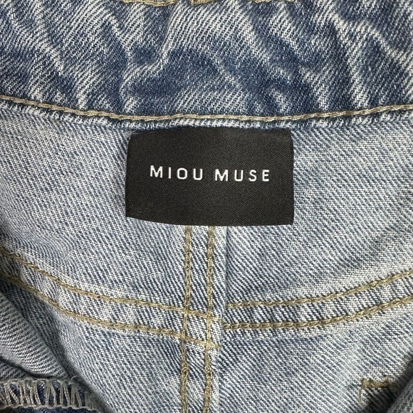 Miou Muse Jeans Womens M Medium 29 Tommi Two Tone Straight Wide Leg Denim Pants - Picture 3 of 6